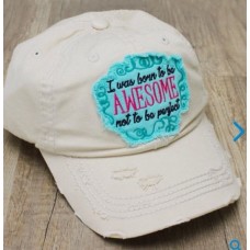 Mujer&apos;s  Cap Beige Distressed Vintage Baseball Hat NWT Born To Be Awesome ...  eb-34638887